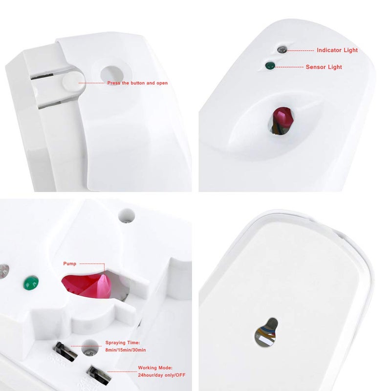 Chneeu Automatic Air Freshener Dispenser Bathroom Timed Air Freshener Spray Wall Mounted  Automatic Scent Dispenser for Home  Room  Offices  Schools  Restaurants  Hotels  Public Toilet White - Image 2